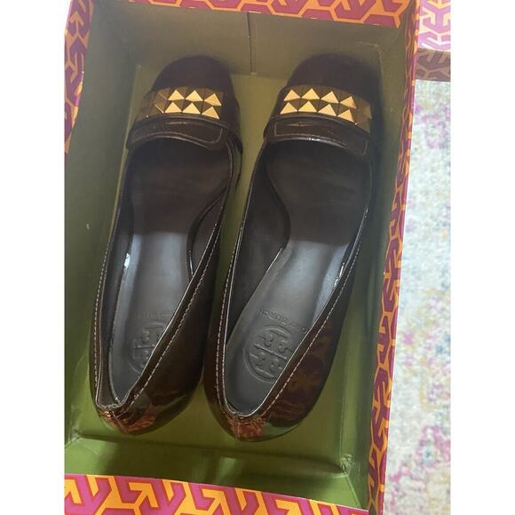 Tory Burch Two Inch Heels Dark Brow Parent Leather Size 8.5 Retails $325 - Picture 2 of 10